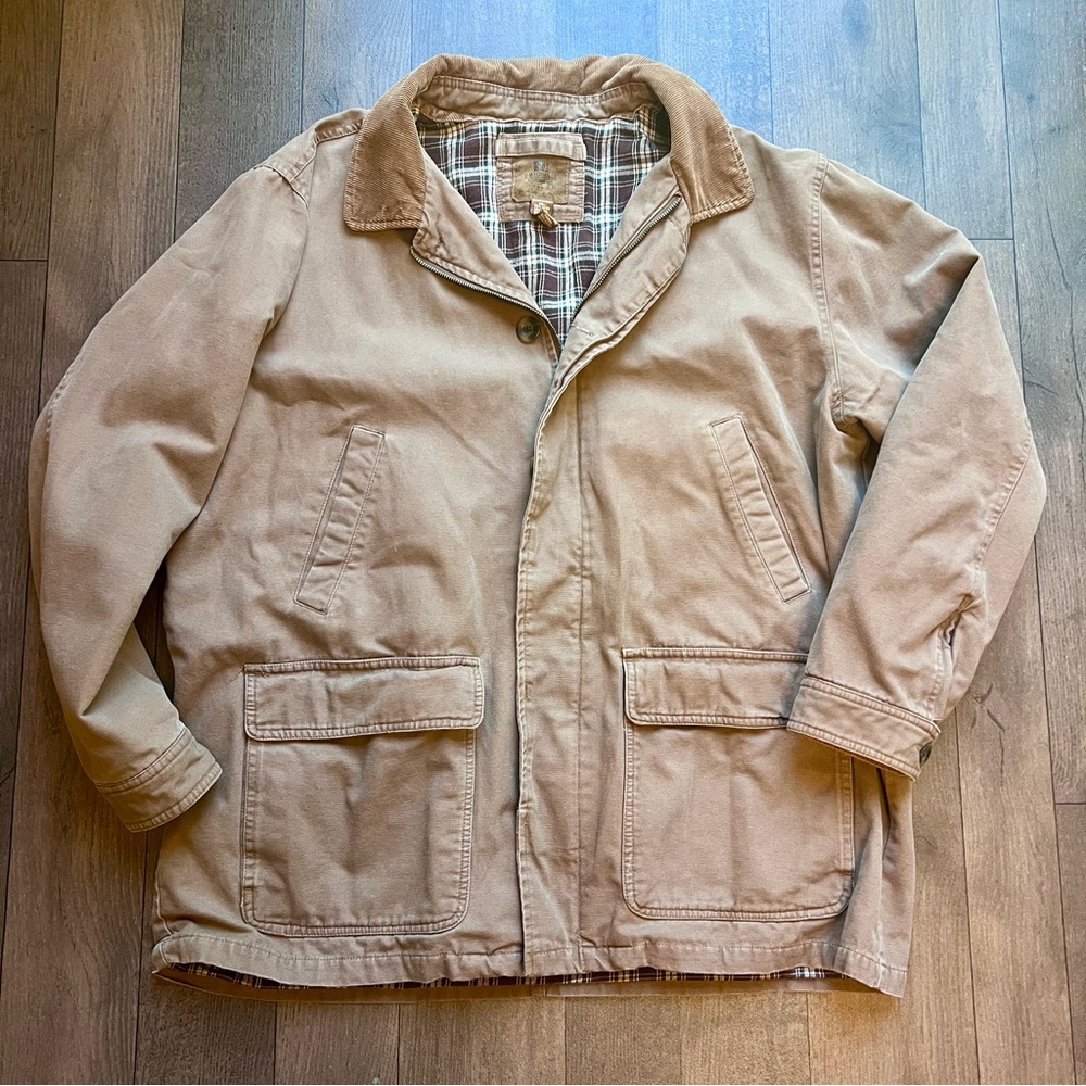 Vtg FADED GLORY Men XL Brown Barn Coat Jacket Workwear Chore Hunting Cord Collar